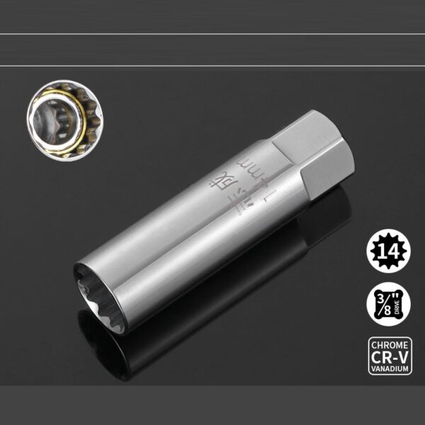 スパークプラグレンチ 磁気ユニバーサルジョイント 差込角3/8インチ 14mm 360度回転 ユニバーサルソケットko10000a057-14mm