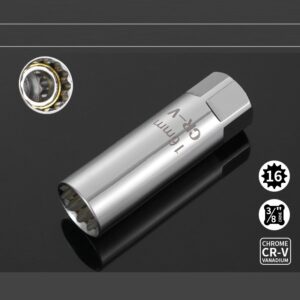 スパークプラグレンチ 磁気ユニバーサルジョイント 差込角3/8インチ 16mm 360度回転 ユニバーサルソケットko10000a057-16mm