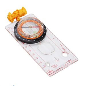 登山用コンパス 縮尺目盛付き 方位磁石 マップ用コンパス ルーペ付き コンパクト 度数リング 防災 ハイキング マーキングホール ストラップ 軽量ko10000a021