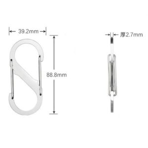 S字カラビナ キーフック サイズ大 S字フック キーホルダー 8の字 スプリングスナップ キーチェーン 旅行 おしゃれ アウトドア キャンプ 2個 ko10000a028-shiruba